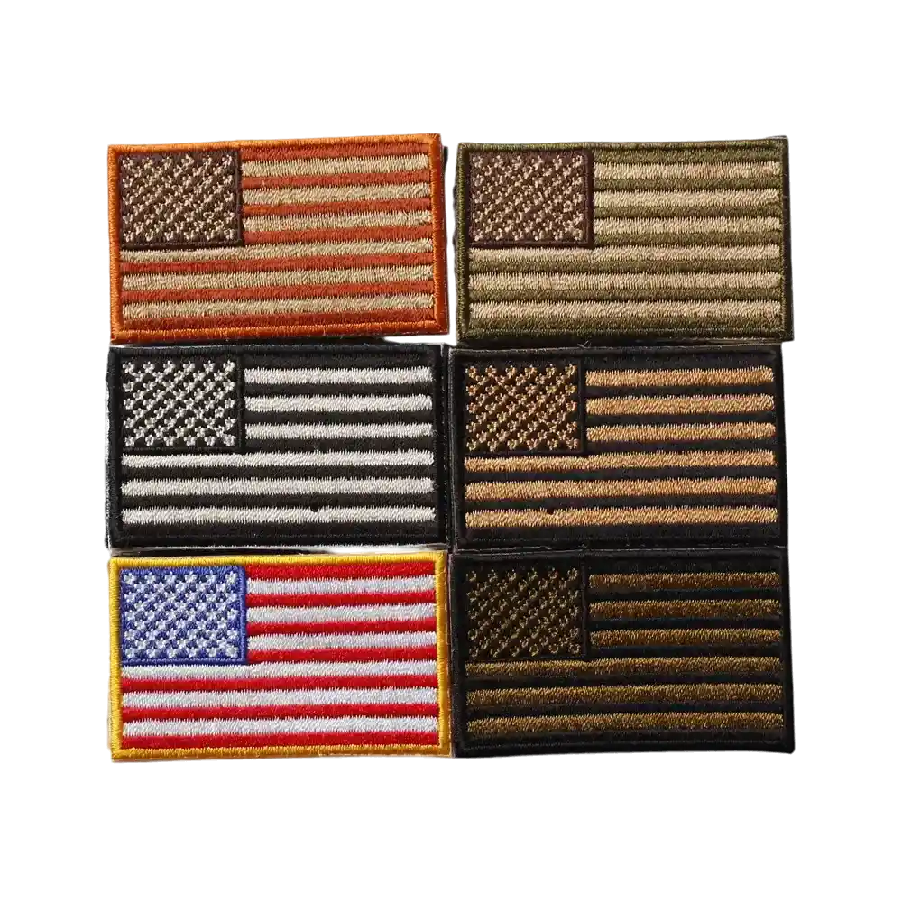 20 US Flag Patches Iron-On America USA 4th Of selling July Gold Border Scouts Patriotic